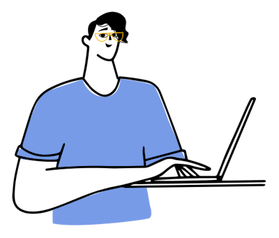 Illustration of Ajinkya working on a laptop